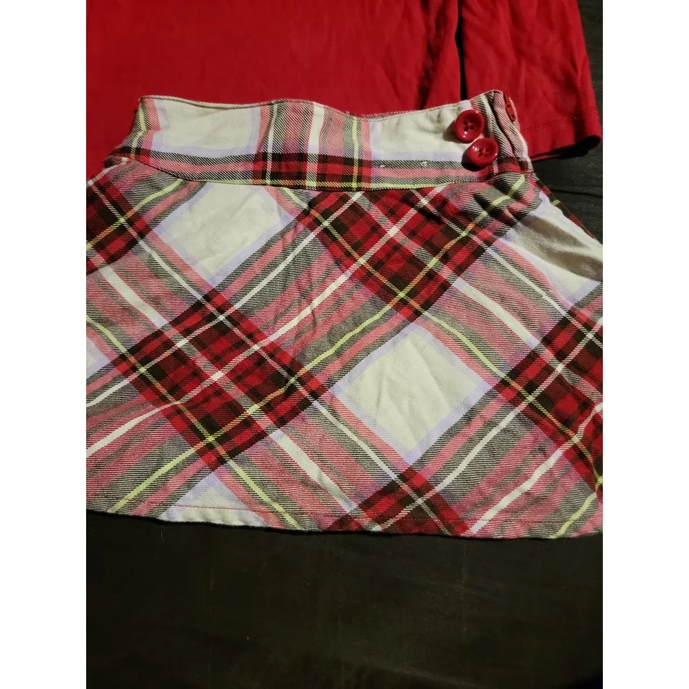 Gymboree winter cheer ice‎ skate top and plaid skort size 5